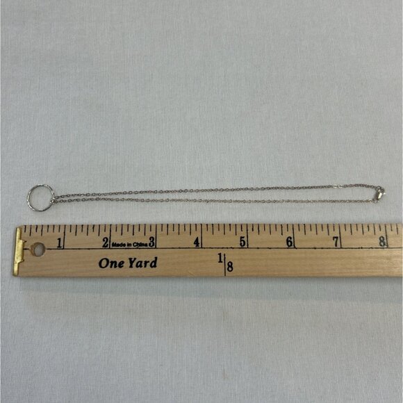 Minimalist Silver Tone Delicate Hammered Circle Pendant Necklace - Picture 2 of 5